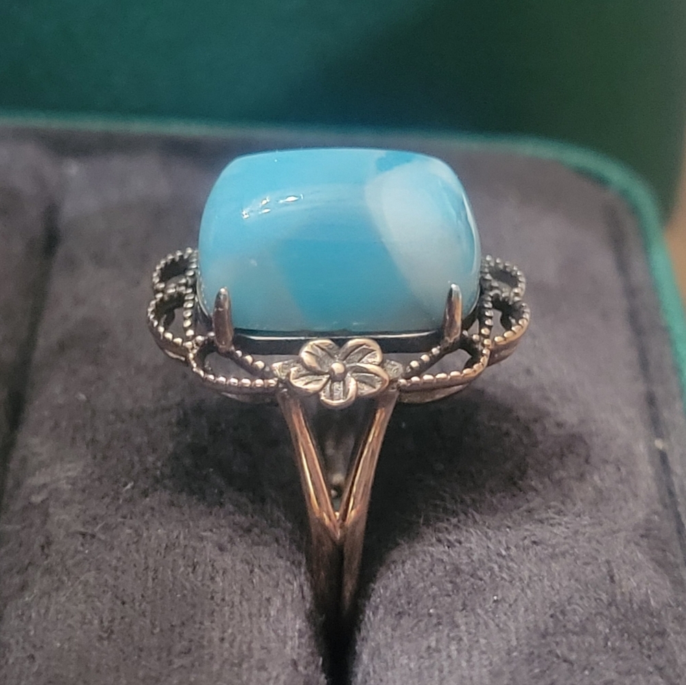 Vintage Rose Gold Larimar Ring - Picture 2 of 2